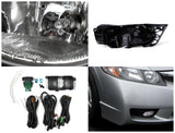 Coolstuffguru Compatible with Honda Civic Dx Ex Lx Si 4Dr Sedan Fog Lights Clear