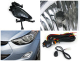 Coolstuffguru Fit Compatible with 2011-2013 Hyundai Elantra Chrome Clear Bumper Fog Lamp Kit