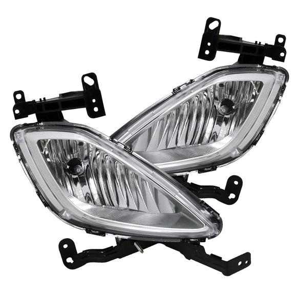 Coolstuffguru Fit Compatible with 2011-2013 Hyundai Elantra Chrome Clear Bumper Fog Lamp Kit