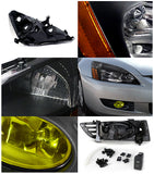 Coolstuffguru Compatible with Honda Accord 2 Dr Coupe Ex Lx, Black Headlights, Yellow Fog Light Lights Pai