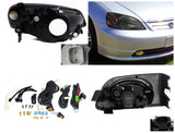 Coolstuffguru Compatible with Honda Civic 2/4Dr Smoke Headlights+Yellow Fog Bumper Lamp