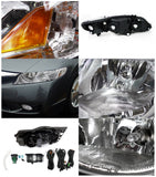 Coolstuffguru Compatible with Honda Civic 4Dr Crystal Chrome Headlights+Clear Bumper Fog Lights