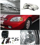 Coolstuffguru Compatible with Honda Civic 2/3/4Dr Crystal Chrome Headlights+Clear Bumper Fog Lights