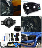 Coolstuffguru Compatible with Dodge Ram 1500 2500 3500 Headlights W/O Amber Bar+Driving Fog Lamps Smoke