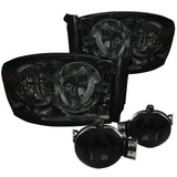 Coolstuffguru Compatible with Dodge Ram 1500 2500 3500 Headlights W/O Amber Bar+Driving Fog Lamps Smoke