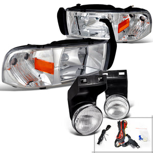 Coolstuffguru Compatible with DODGE RAM 94-01 CHROME EURO HEAD LIGHTS CORNER+FOG LAMP