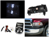 Coolstuffguru Compatible with DODGE RAM 94-01 CHROME LED HEAD LIGHTS+DRIVING FOG 4PC
