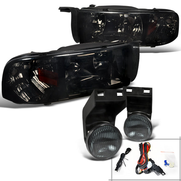 Coolstuffguru Compatible with DODGE RAM SMOKE CRYSTAL EURO HEAD LIGHT+BUMPER FOG LAMP