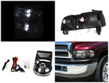 Coolstuffguru Compatible with DODGE RAM 94-01 BLK LED HEAD LIGHTS+SMOKE FOG LAMP KIT
