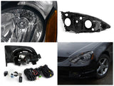 Coolstuffguru Compatible with Acura RSX DC5 Jdm Black Headlights+Smoke Fog Bumper Light