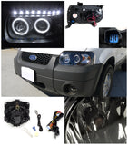 Coolstuffguru Compatible with Ford Escape Chrome Halo LED Projector Headlights+Smoke Fog Lights Kit