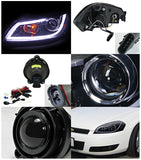 Coolstuffguru Compatible with Chevy Impala Glossy Black LED DRL Projector Headlights+Smoke Fog Lamps