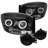 Coolstuffguru Compatible with Dodge Ram 1500 2500 Black Led Halo Projector Headlights+Smoke Bumper Fog Lam