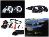 Coolstuffguru Compatible with Glossy Black Scion tC Projector LED Headlights+Amber Fog Lights