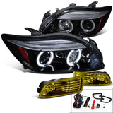 Coolstuffguru Compatible with Glossy Black Scion tC Projector LED Headlights+Amber Fog Lights