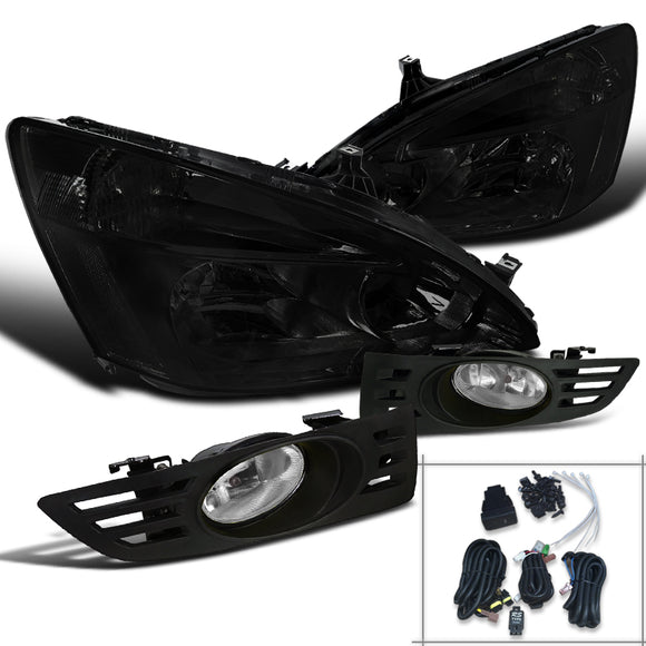 Coolstuffguru Compatible with Honda Accord 2dr Coupe Jdm Smoke Tint Headlight+Clear Bumper Fog Lamp