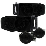 Coolstuffguru Compatible with Dodge Ram 1500/2500/3500 Crystal Smoke Headlights+Driving Fog Lights