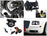 Coolstuffguru Compatible with GLOSSY BLACK 05-10 CHRYSLER 300 PROJECTOR HEADLIGHTS+BUMPER FOG LAMPS SMOKE