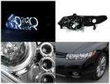 Coolstuffguru HALO LED HEAD LIGHTS+FOG LAMP CLEAR Compatible with 2006-2008 CIVIC 2DR