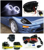 Coolstuffguru Compatible with Eclipse Black Dual Halo Projector Headlight+Smoke Bumper Fog Lamp Kit