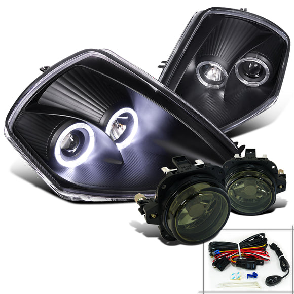 Coolstuffguru Compatible with Eclipse Black Dual Halo Projector Headlight+Smoke Bumper Fog Lamp Kit