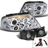 Coolstuffguru Compatible with Volkswagen Passat Chrome Dual Halo Led Projector Headlights