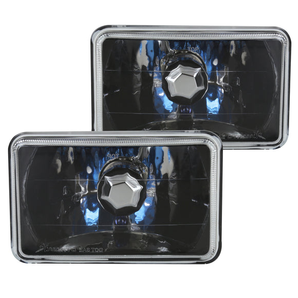 Coolstuffguru Black Clear Glass Lens Square Crystal 4X6 Sealed Beam H4 Headlights