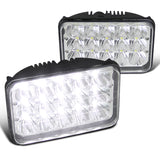 Coolstuffguru Compatible with 4x6 Chrome Sleaed H4 15-LED Hi/Low Beam Headlights Lamps Pair