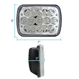 Coolstuffguru Compatible with 7x6 Chrome Sleaed H4 15-LED Hi/Low Beam Headlights Lamps Pair