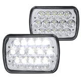 Coolstuffguru Compatible with 7x6 Chrome Sleaed H4 15-LED Hi/Low Beam Headlights Lamps Pair