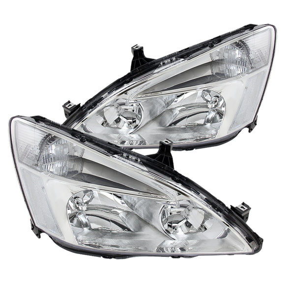 Coolstuffguru Compatible with Honda Accord EX LX 2/4Dr Crystal Chrome Clear Headlights Pair