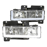 Coolstuffguru Chrome Housing Clear Lens Headlights w/ LED Light Bar Compatible with Chevy GMC C10 C/K 1500 2500 3500 1988-1998, Suburban Tahoe Silverado Sierra, L+R Pair Head Light Lamp Assembly