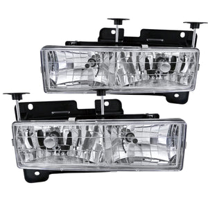 Coolstuffguru Compatible with Chevy Gmc C10 Ck Suburban Yukon Chrome Clear Head Lights