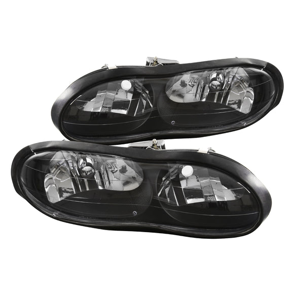 Coolstuffguru Compatible with Chevy Camaro Z28 Black Clear Headlights Left+Right Pair