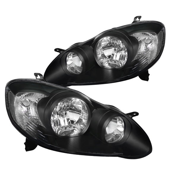 Coolstuffguru Compatible with Toyota Corolla Clear Lens Black Housing Head Lights Corner Signal Lamps