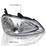 Coolstuffguru Compatible with Honda Civic 2/4 Dr Replacement Headlights Clear Driving Head Lamps Lights