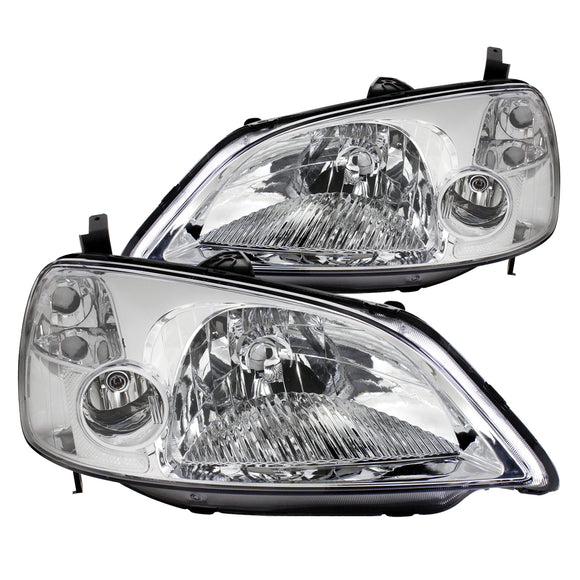 Coolstuffguru Compatible with Honda Civic 2/4 Dr Replacement Headlights Clear Driving Head Lamps Lights