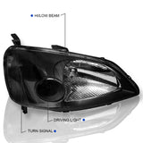 Coolstuffguru Compatible with Honda Civic 2/4Dr Replacement Black Headlights Head Lamps Lights  Left+Right