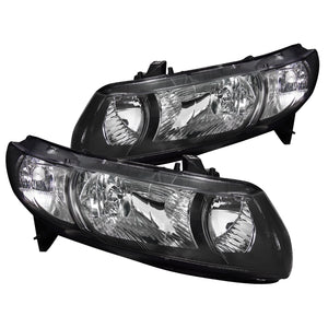 Coolstuffguru Replacement Black Headlights Head Lamps Pair Compatible with 2006-2011 Honda Civic 2Dr Coupe