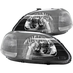 Coolstuffguru Compatible with/Replacement for 1996-1998 Honda Civic 2/3/4 Dr Black Headlights Front Head Lights Lamps Left+Right