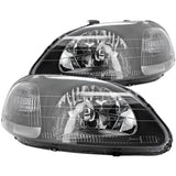 Coolstuffguru Compatible with/Replacement for 1996-1998 Honda Civic 2/3/4 Dr Black Headlights Front Head Lights Lamps Left+Right