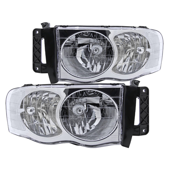 Coolstuffguru Compatible with Dodge Ram 1500/2500/3500 Euro Crystal Chrome Clear Headlights Pair