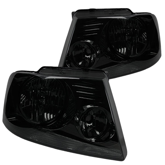 Coolstuffguru Compatible with Ford F150 Smoke Lens Headlights w/ Clear Reflector Pair