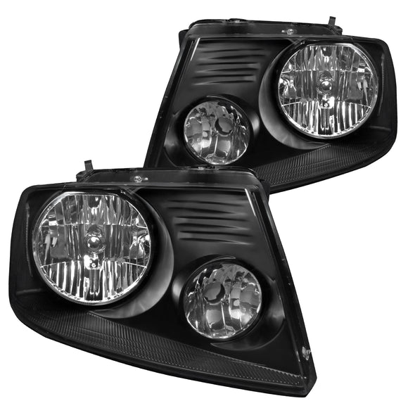 Coolstuffguru Compatible with Ford F150 Black Clear Headlights w/ Clear Reflector Pair