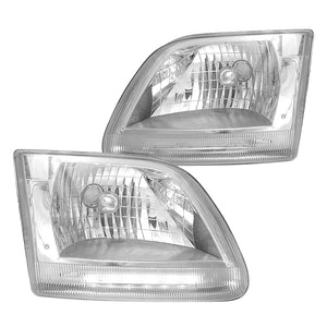 Coolstuffguru Compatible with Ford F150 F-150 Pickup Clear LED Headlights Left+Right Head Lamps