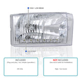 Coolstuffguru Compatible with Ford F250 F350 F450 F550 Smd Diamond Chrome Headlights Clear Head Lamps