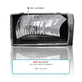 Coolstuffguru Compatible with Ford F250 F350 F450 Super Duty Excursion Diamond Black Headlights Pair