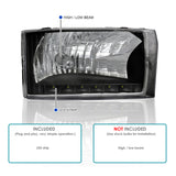 Coolstuffguru Compatible with Ford F250 F350 Excursion Black Crystal Headlights