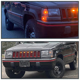 Coolstuffguru Compatible with Jeep Grand Cherokee Euro Crystal Black Clear Headlights Pair