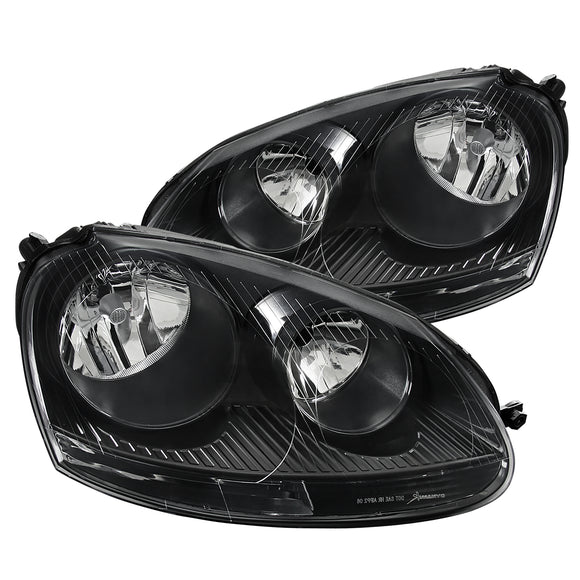 Coolstuffguru Compatible with Volkswagen Jetta Golf Rabbit Euro Black Clear Headlights Head Lamps Pair